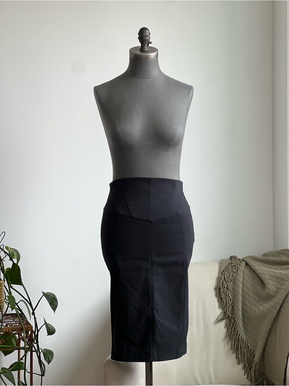 Express Black Pencil Skirt with Back Corset Detail EUC